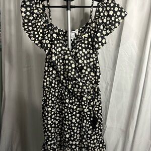 Charlotte Russe Black and White Ruched Mini Sundress
